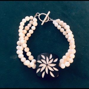 Handmade Mother of Pearl and Center Stone Bracelet